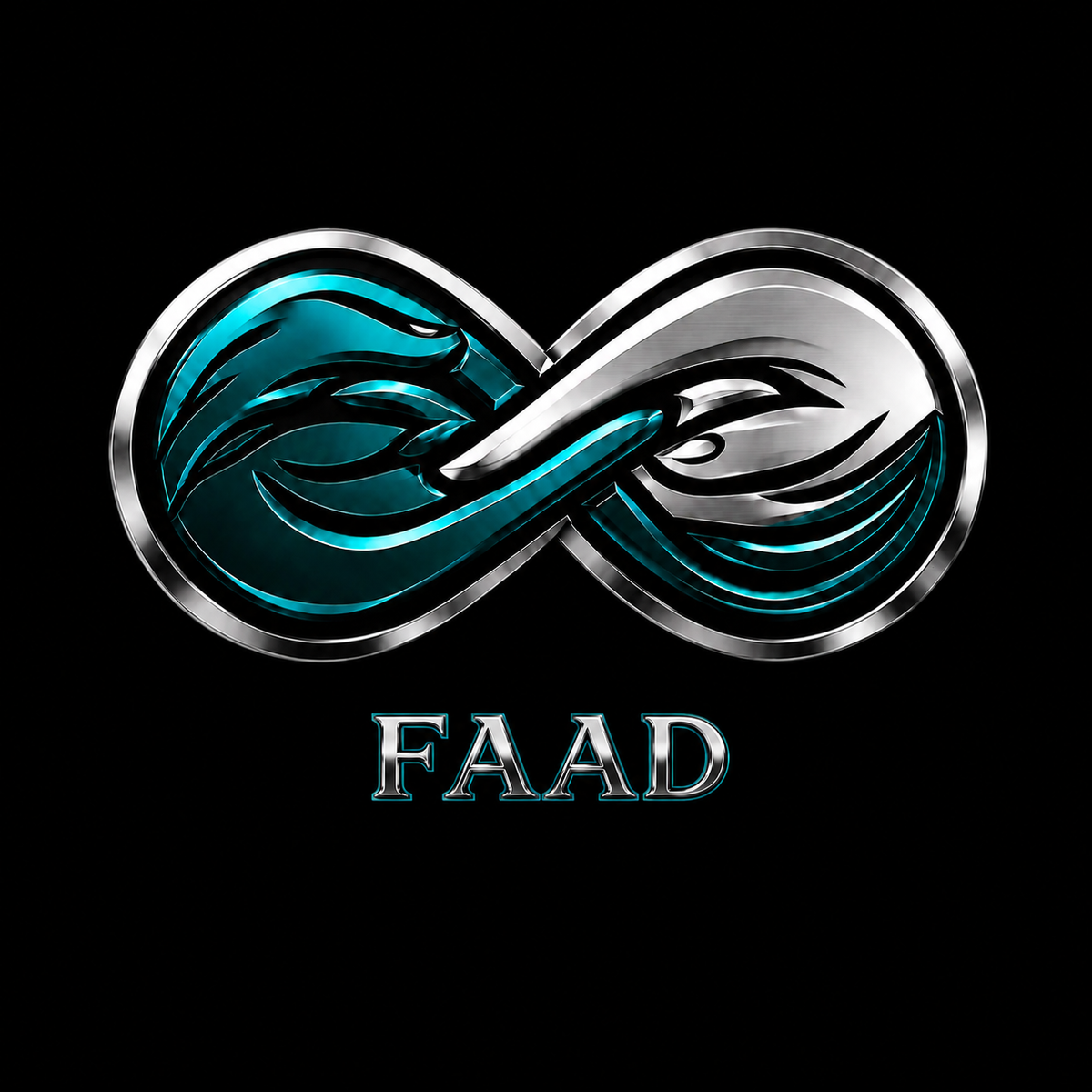 FAAD teal and silver infinity logo